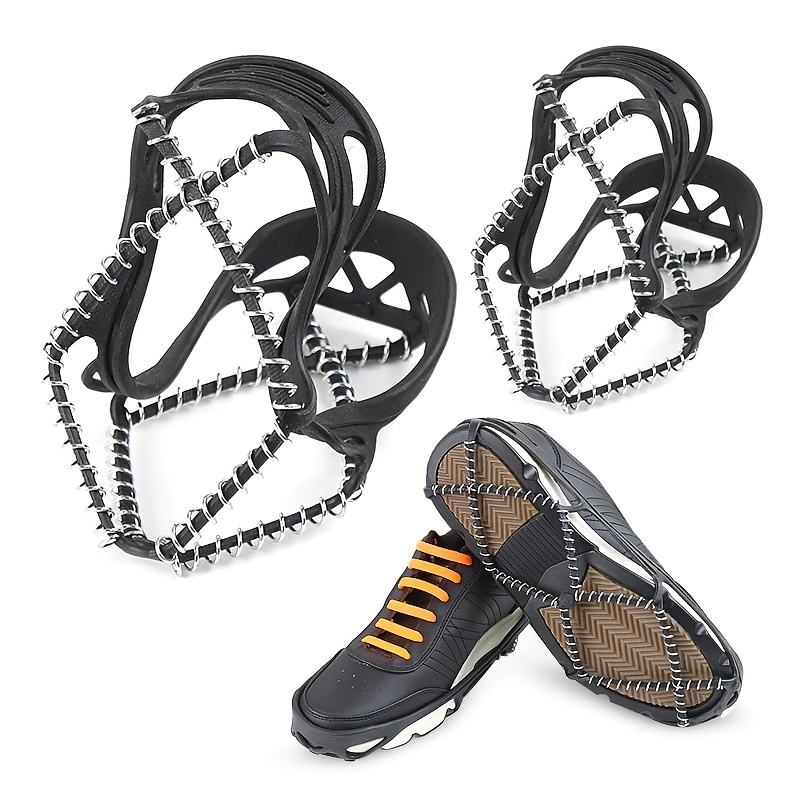 1pair Traction Cleats Iron Chain Anti skid Shoe Cover for Outdoor Activities
