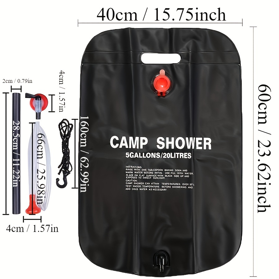 20L Portable Solar Shower Bag for Outdoor Camping & Travel
