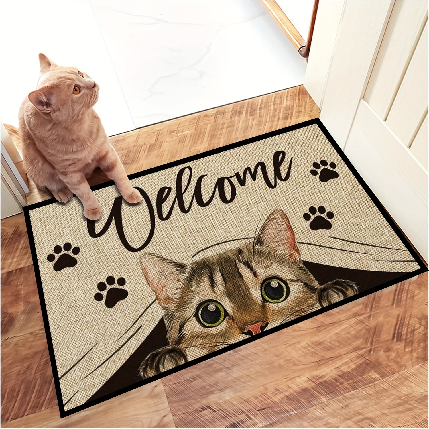 Kawaii Welcome Floor Mats Animal Cat Printed Bathroom Kitchen