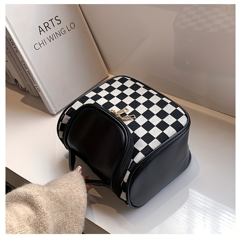 Checkerboard Travel Cosmetic Bag, Portable Makeup Storage Bag, Travel  Accessories Toiletry Bag - Temu