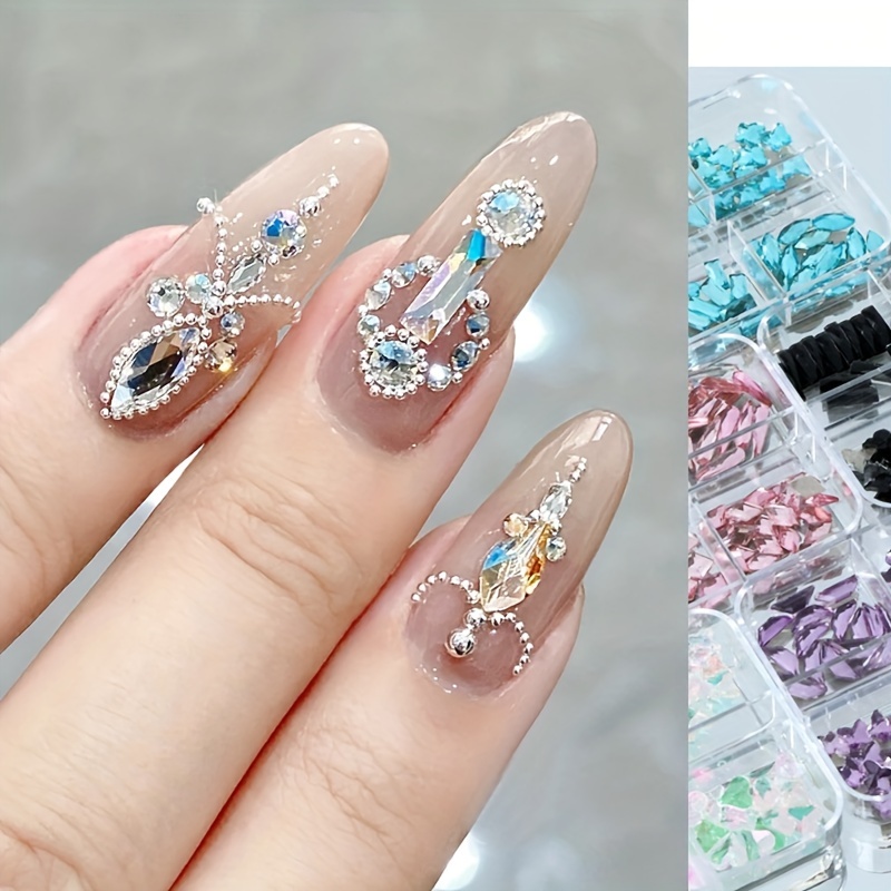 Mixed Shapes Glass Crystal Nail Art Rhinestones Nail Gems - Temu