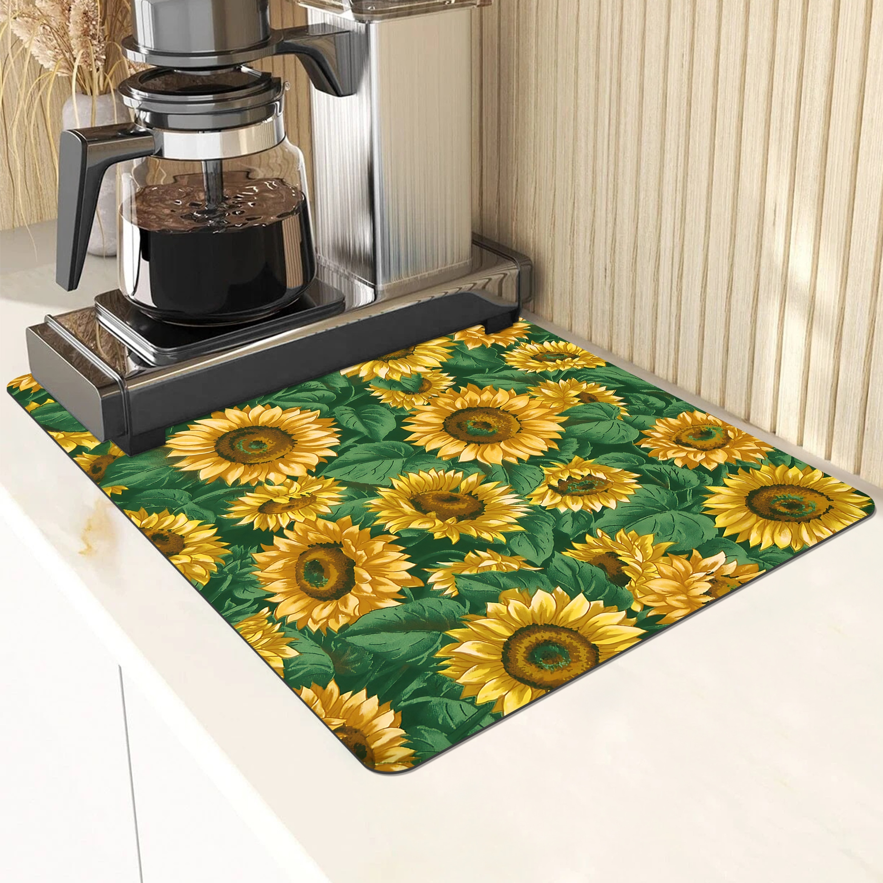 Sunflower Pattern Dish Drying Mat For Countertop - Temu