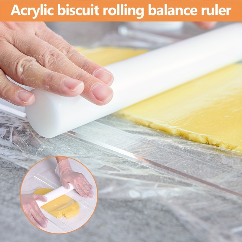 2Pcs Acrylic Biscuit Cake Rolling Tool Balance Ruler Fondant Icing Biscuit  Thickness Ruler Biscuit Smoother Baking