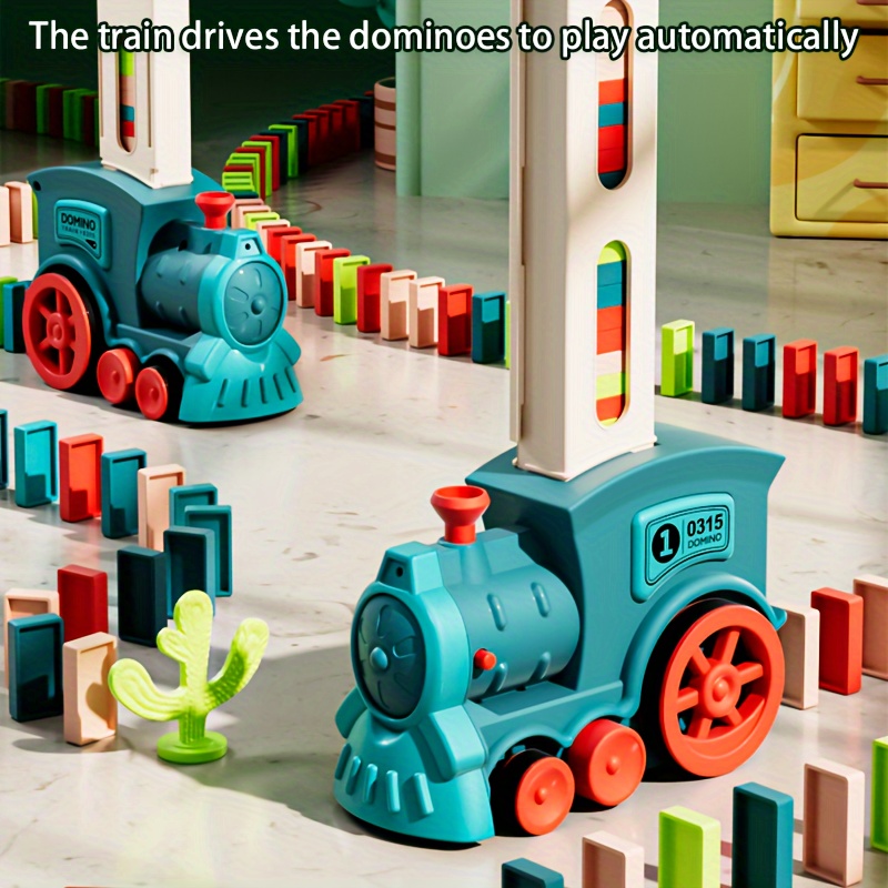 Train-driven Domino Puzzle Toy,Fun Educational Toy For Game[Requires 2 AA Batteries (not Included)] ,gaming gift