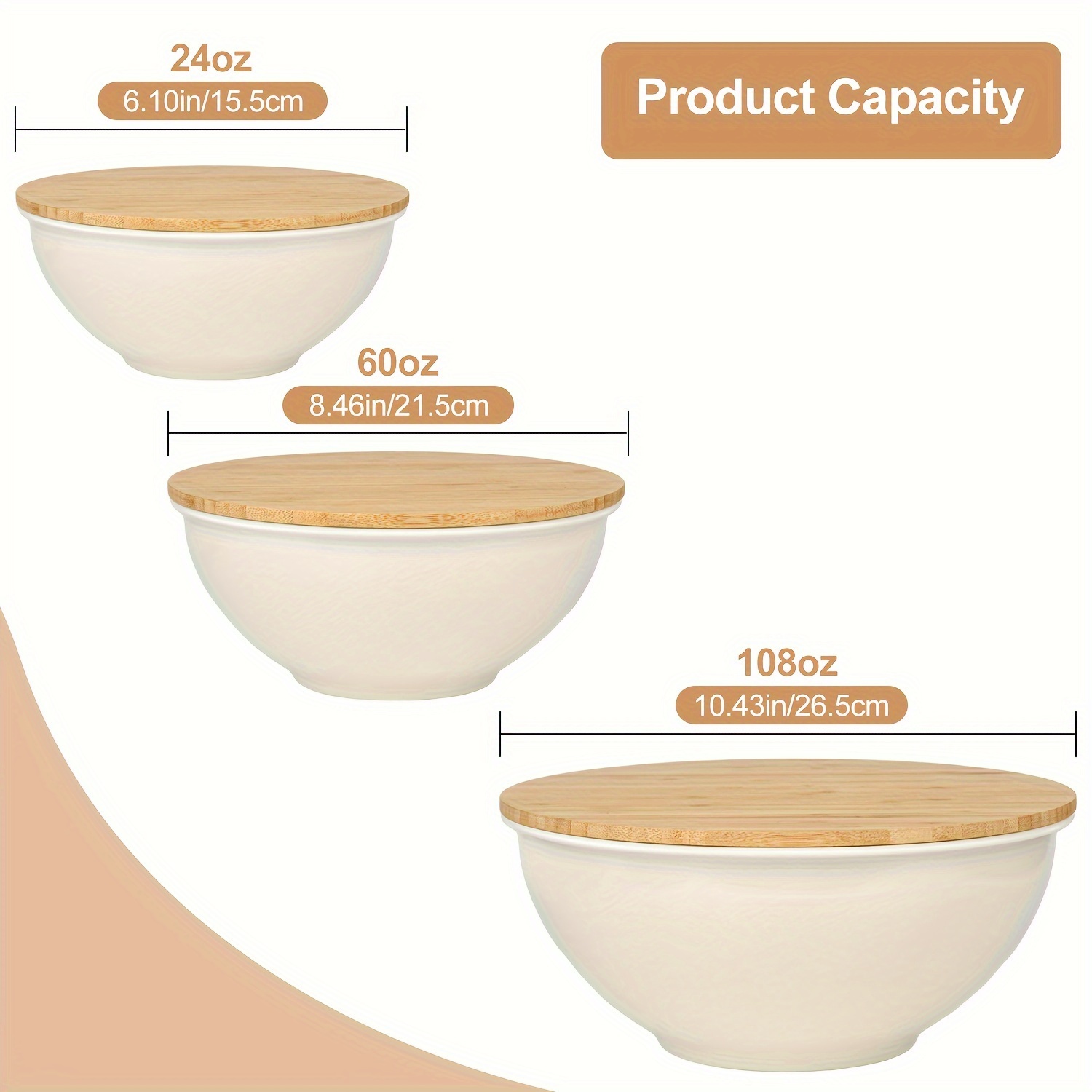 3pcs, Salad Mixing Bowls With Lids, 10 Large Mixing Bowls Set, Bamboo  Salad Bowl, Salad Serving Bowl Set For Salad, Fruits, Pasta, Popcorn,  Chips, Ve