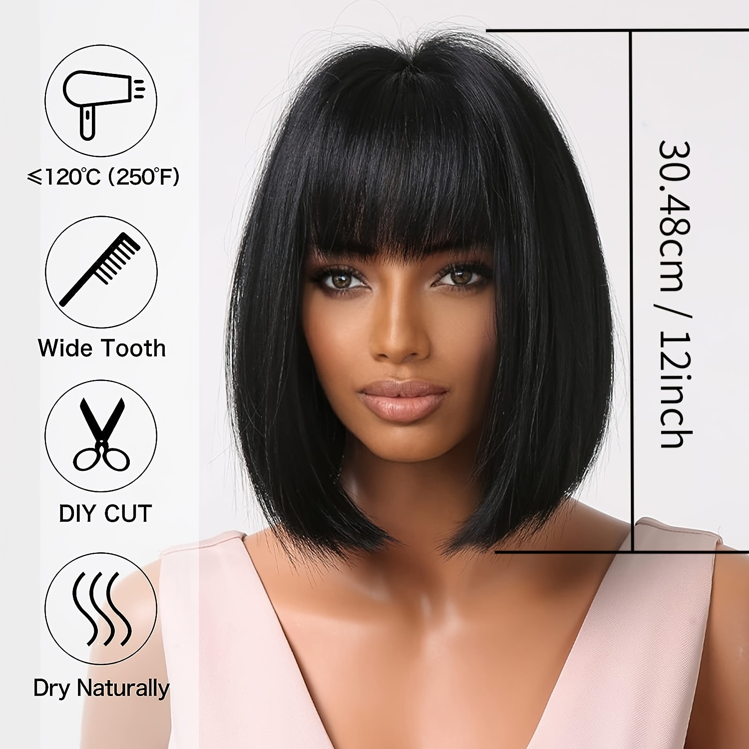Bob Wig Bangs Brown Wigs Women Short Wig Bangs Super Soft Temu