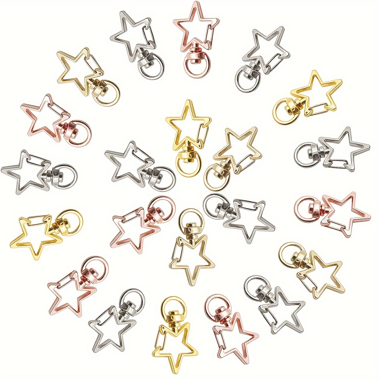 

10pcs Monochrome Star Hollow Out Keychains, Simple Pendant Alloy Keyrings, Bag Backpack Charm Car Hanging Pendant Earbud Case Cover Accessories Small Gift