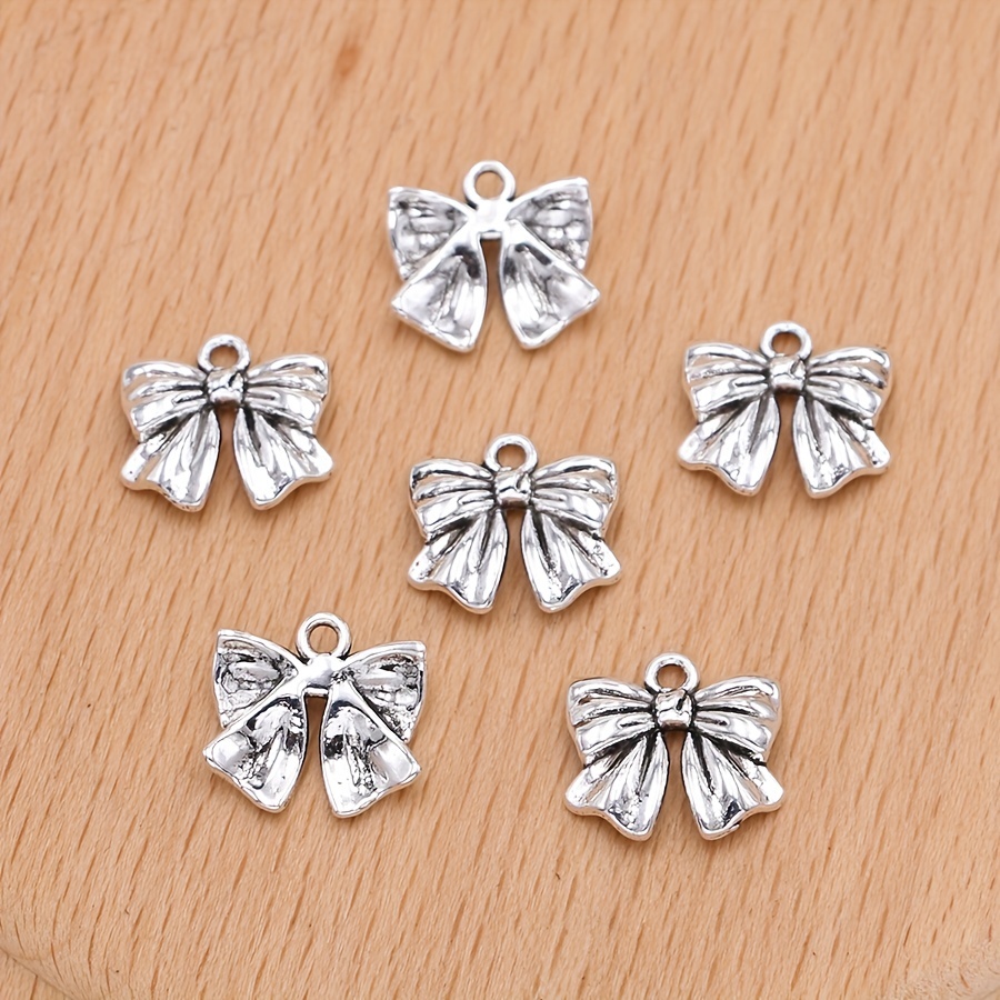 Silver Plated Bow Charms Diy Bow tie Pendants For - Temu