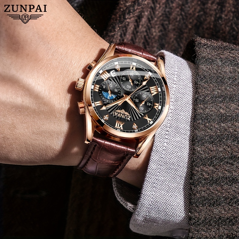 Zunpai Men's Watch Waterproof Stainless Steel Silvery/golden - Temu