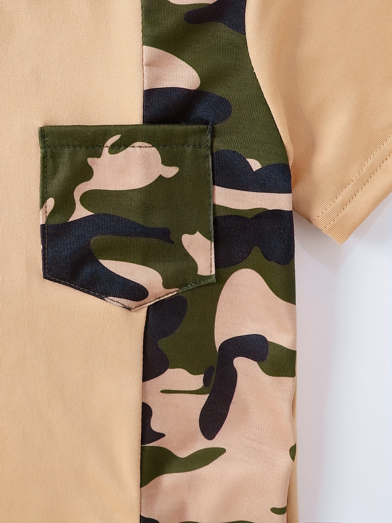 Little Boy Camo Shorts Set Short Sleeve Alpha Print T-Shirt + Camouflage  Shorts Summer Casual Outfits 