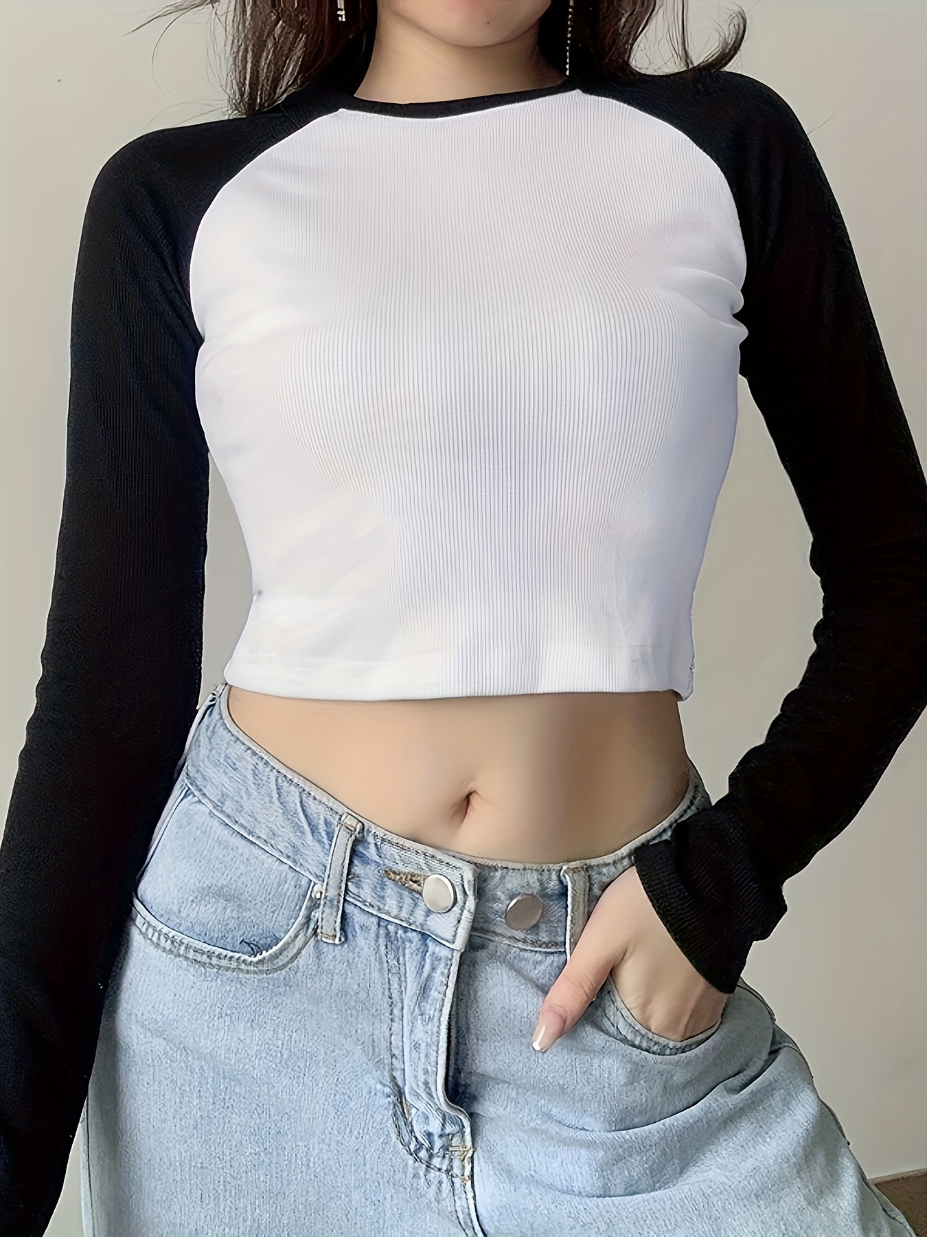 Black plain crop t shirt, Cropped t shirts women