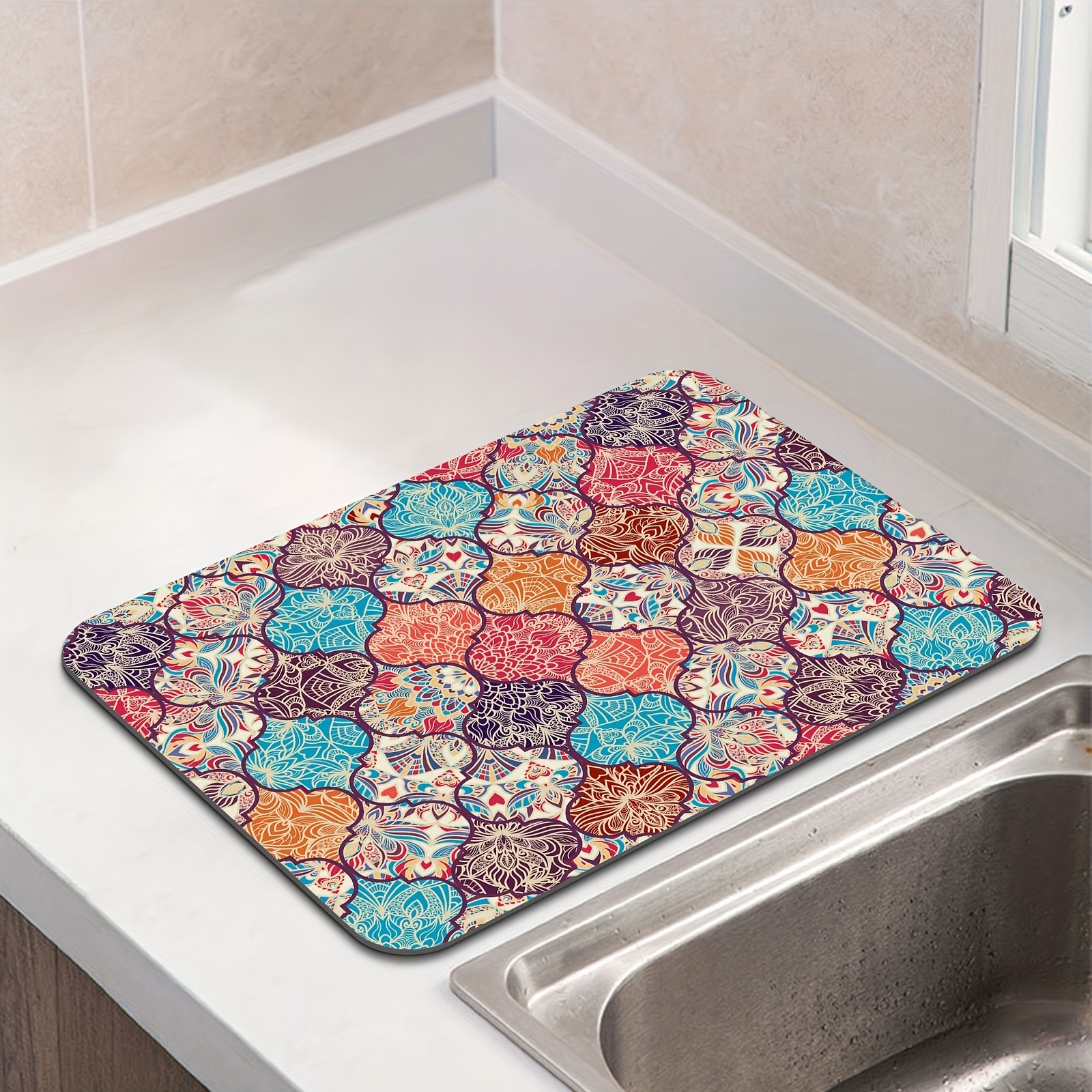 Dish Drying Mats For Kitchen Counter, Kitchen Drying Mat, Absorbent Quick  Drying Dish Mat Machine Washable 18 In x 24 In - Boho Flowers