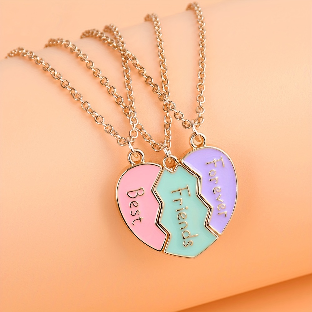 3 Pz/set, Carino 3 Colori Cuore Spezzato Cuciture Magnetiche Collana  Migliore Amico Per Ragazze, Regalo Gioielli Amicizia Migliore Amico