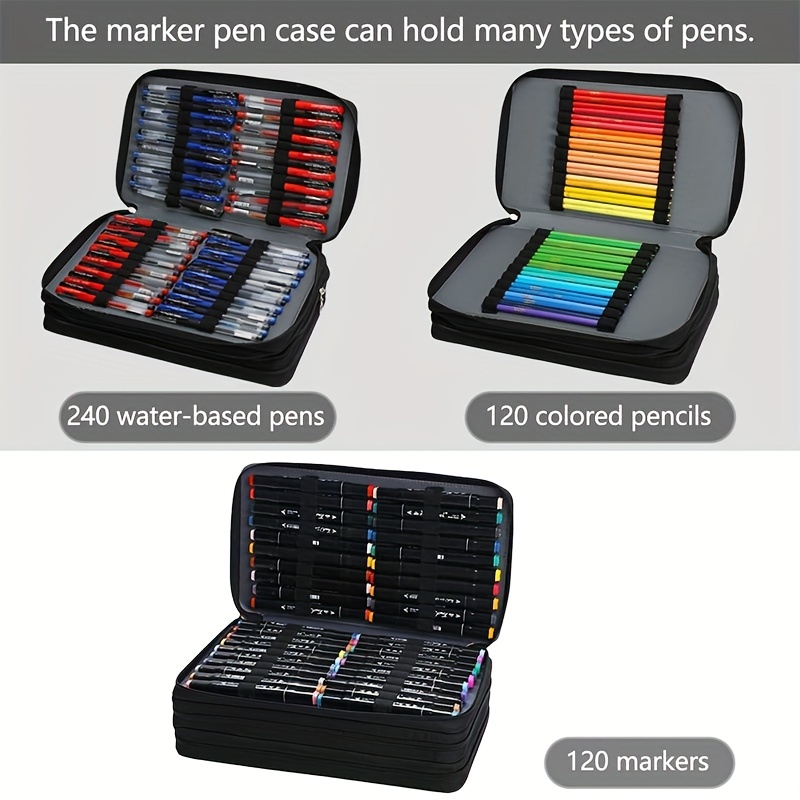  Chris.W 204 Slots Marker Pen Case Markers Carrying Bag Holder  for Primascolor Marker and Sketch Marker, Permanent Paint Marker, Dry Erase  Marker, Repair Marker Pen, Color Highlighter(Black) : Office Products