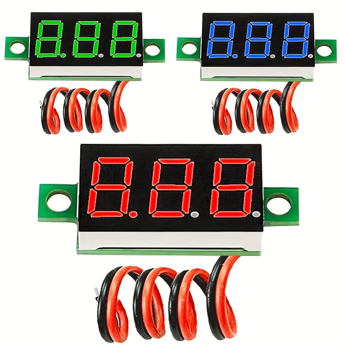 10 pièces rouge DC2.5-30V affichage LCD compteur de tension numérique  étanche à la poussière