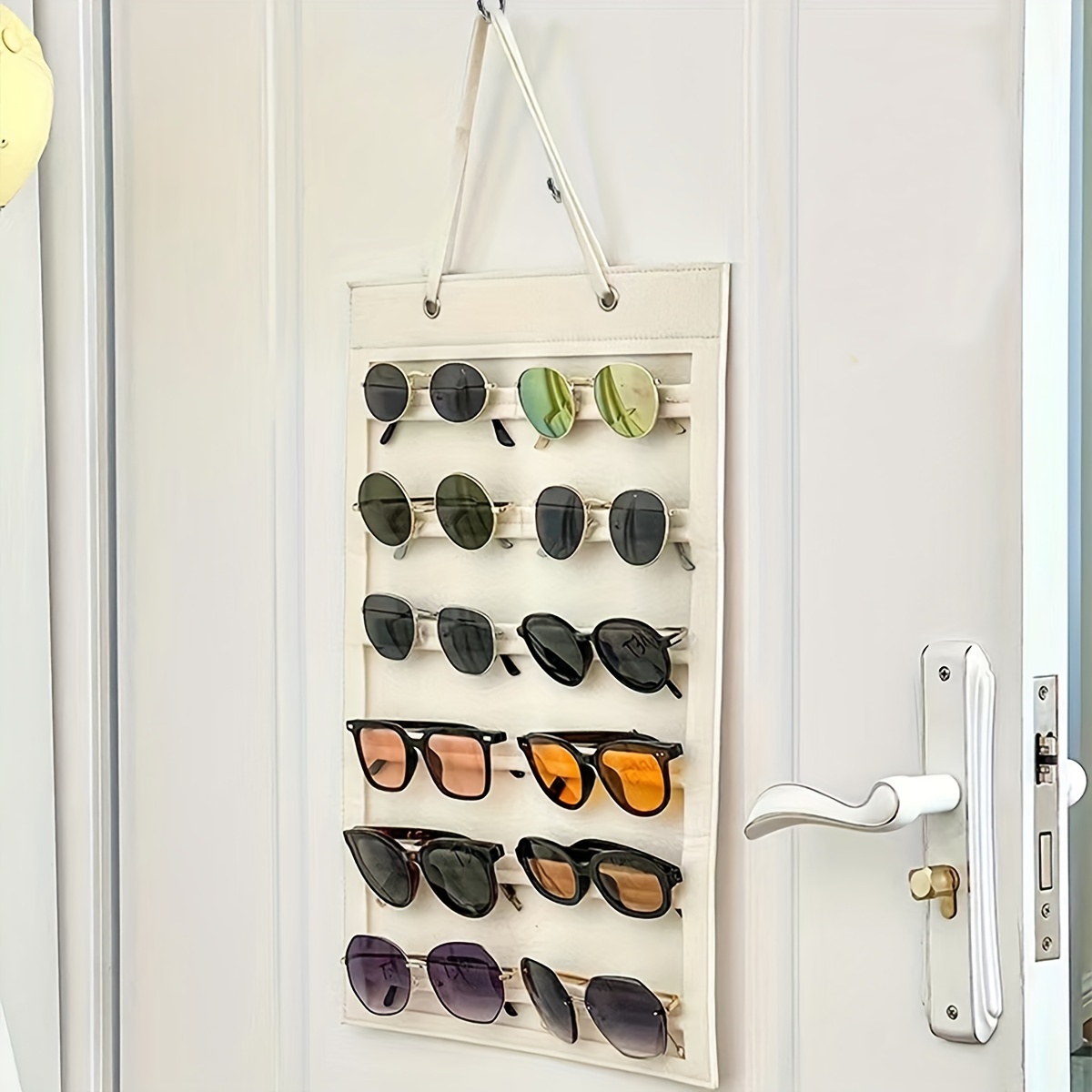 12 Slots Felt Sunglasses Organizer Hanging Wall Glasses Holder Dust Proof  Storage Display Pocket Wall Stand Organizer Holder