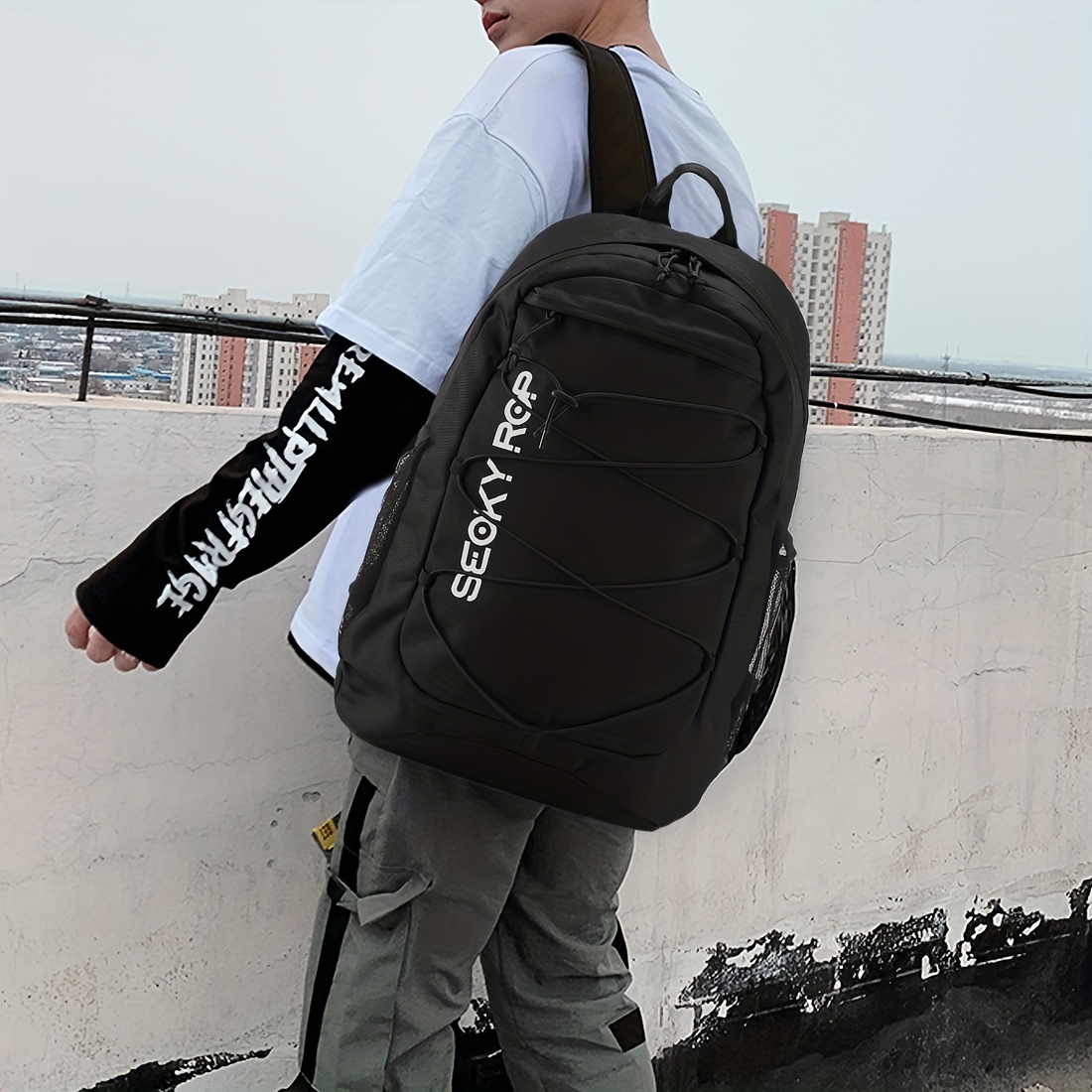 Seoky Rop Sling Bag Crossbody Backpack for Men Women Small Chest Shoulder  Bag for Travel Hiking Daypack Red
