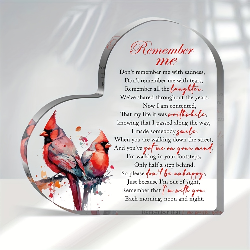 Romantic Poem Heart Shaped Red Acrylic Plaque