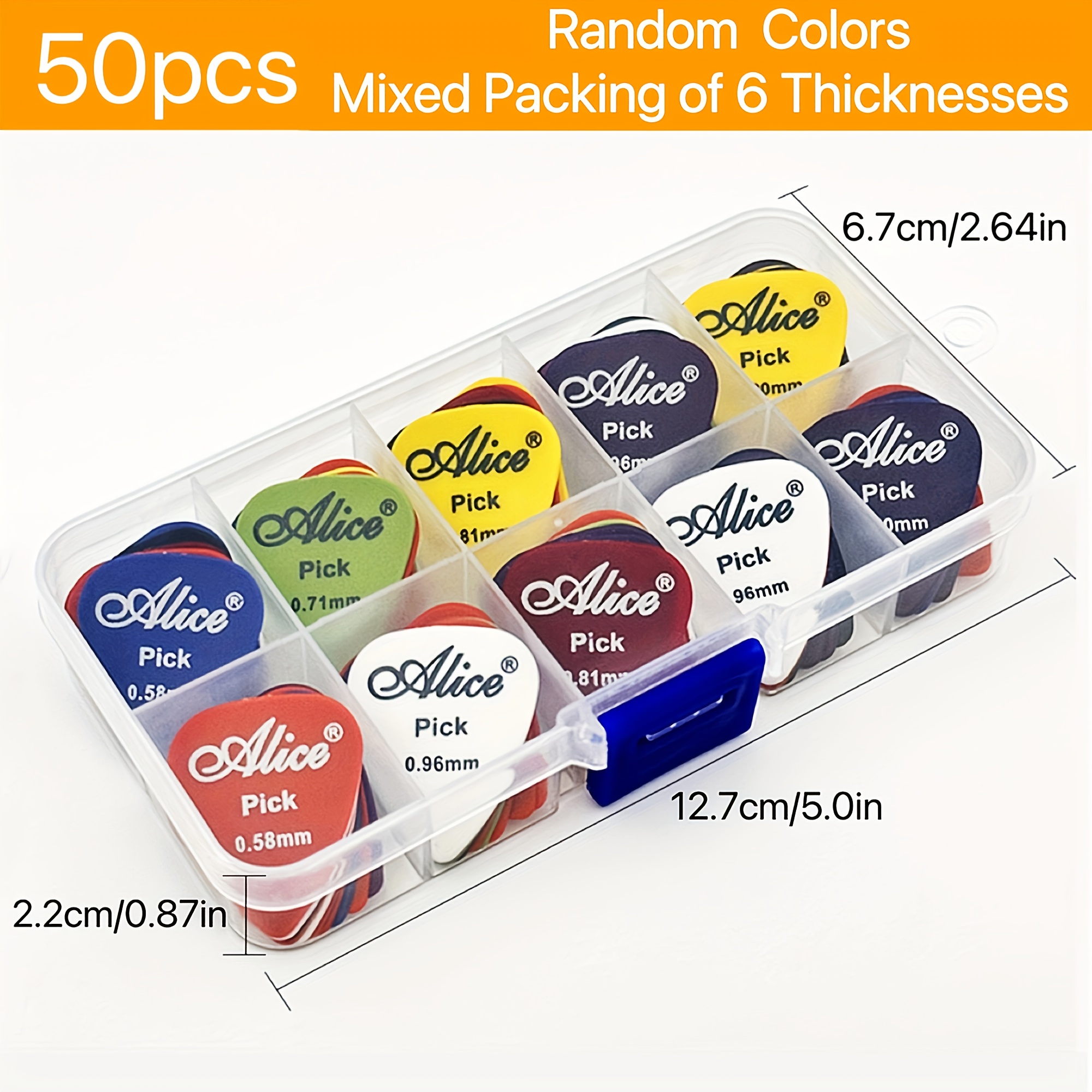 50 Pièces Plectres - Médiators Guitare - Mix d'épaisseurs 0,58 mm à 1,5 mm