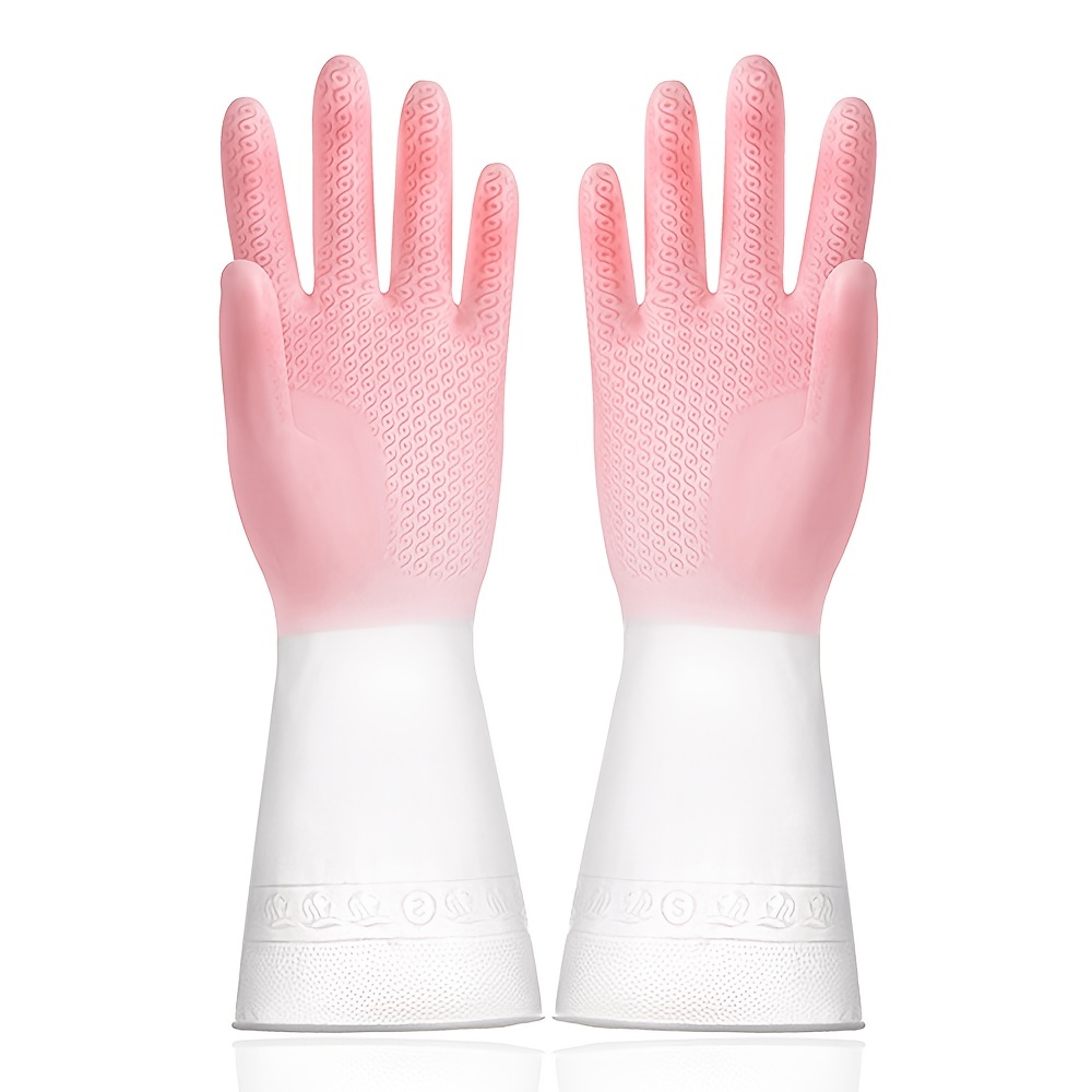 1 Pair Dishwashing Gloves Reusable Kitchen Household Rubber Gloves