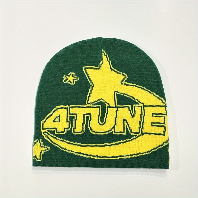 Star Letter Graphic Y2k Beanie Trendy Color Block Elastic - Temu