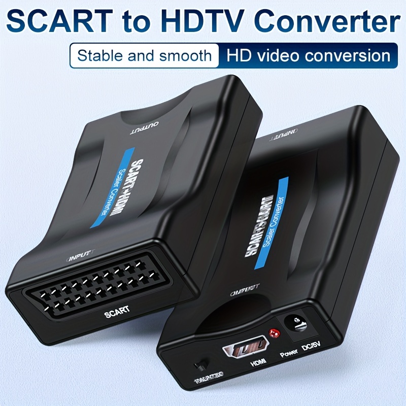 Adaptador convertidor Scart a HDMI, convertidor de audio y video compatible  con HDMI 720p / 1080p para