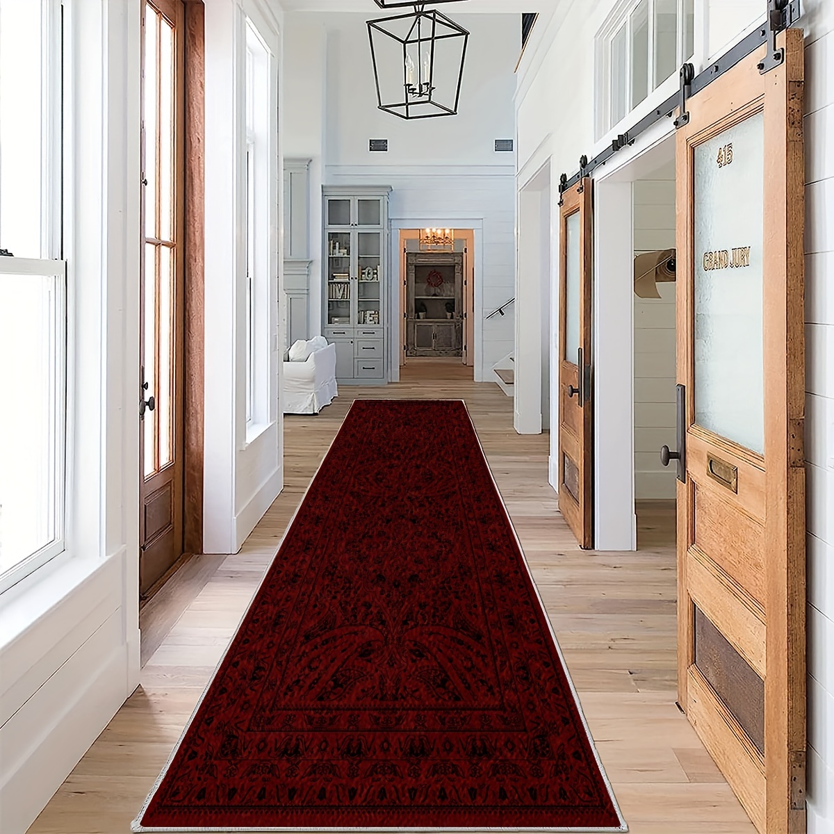 Chinese Style Extra Long Corridor Rug Red Strip Rug Modern - Temu