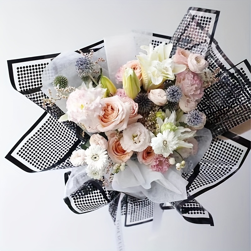 20 Hojas De Papel Coreano Para Ramos Bouquet Floral Dots