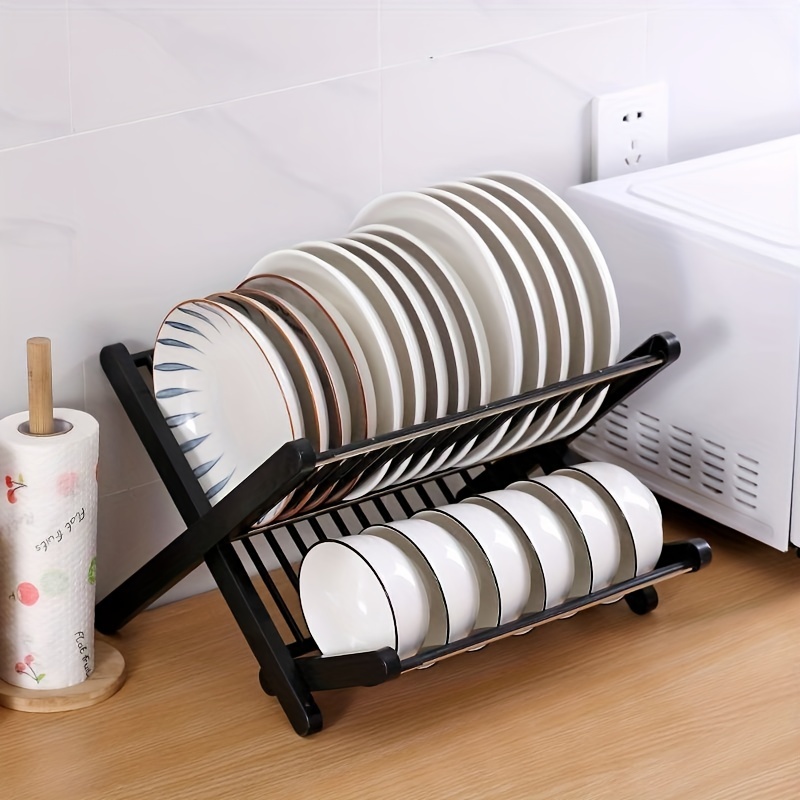 Dish Rack Foldable Dish Drying Rack With Drip Tray For Hanging Dish Drainer  Plate Storage Rack Dish