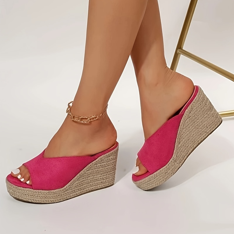 Women's Espadrille Wedge Sandals Casual Peep Toe Slip - Temu