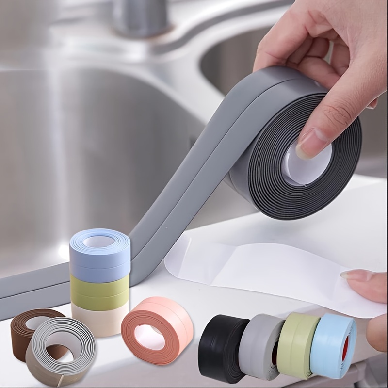 1 rouleau de bande d'étanchéité en PVC imperméable à l'eau pour salle de  bain et cuisine - Ruban adhésif de calfeutrage auto-adhésif pour évier de  douche et mur - 32m / 125in