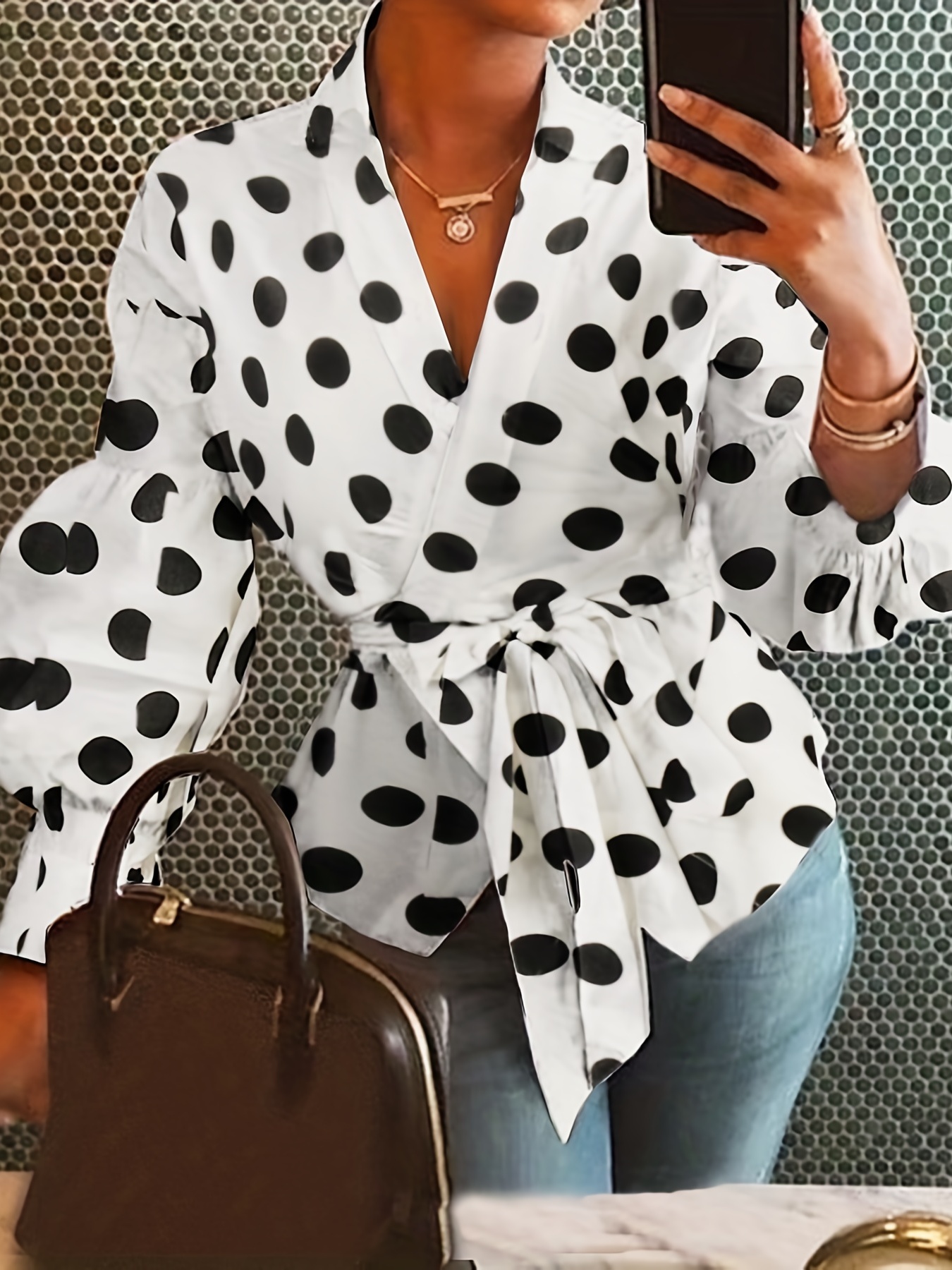 Polka Dot Shirt Women - Temu