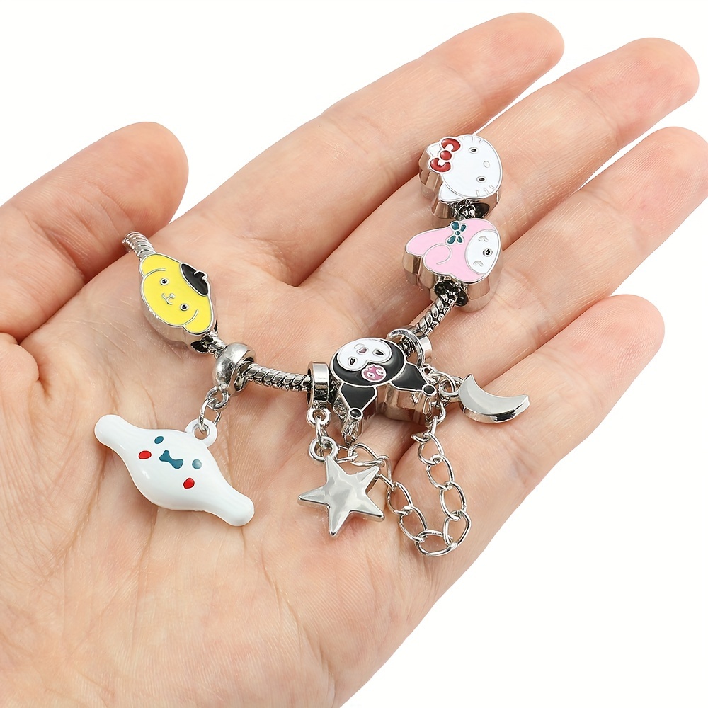 Sanrio Hello Kitty Friends Cinnamoroll Pulsera Charm Bracelet Kawaii Silver  Gloden Bracelet Y2k Ornament Christmas Gift for Girl 