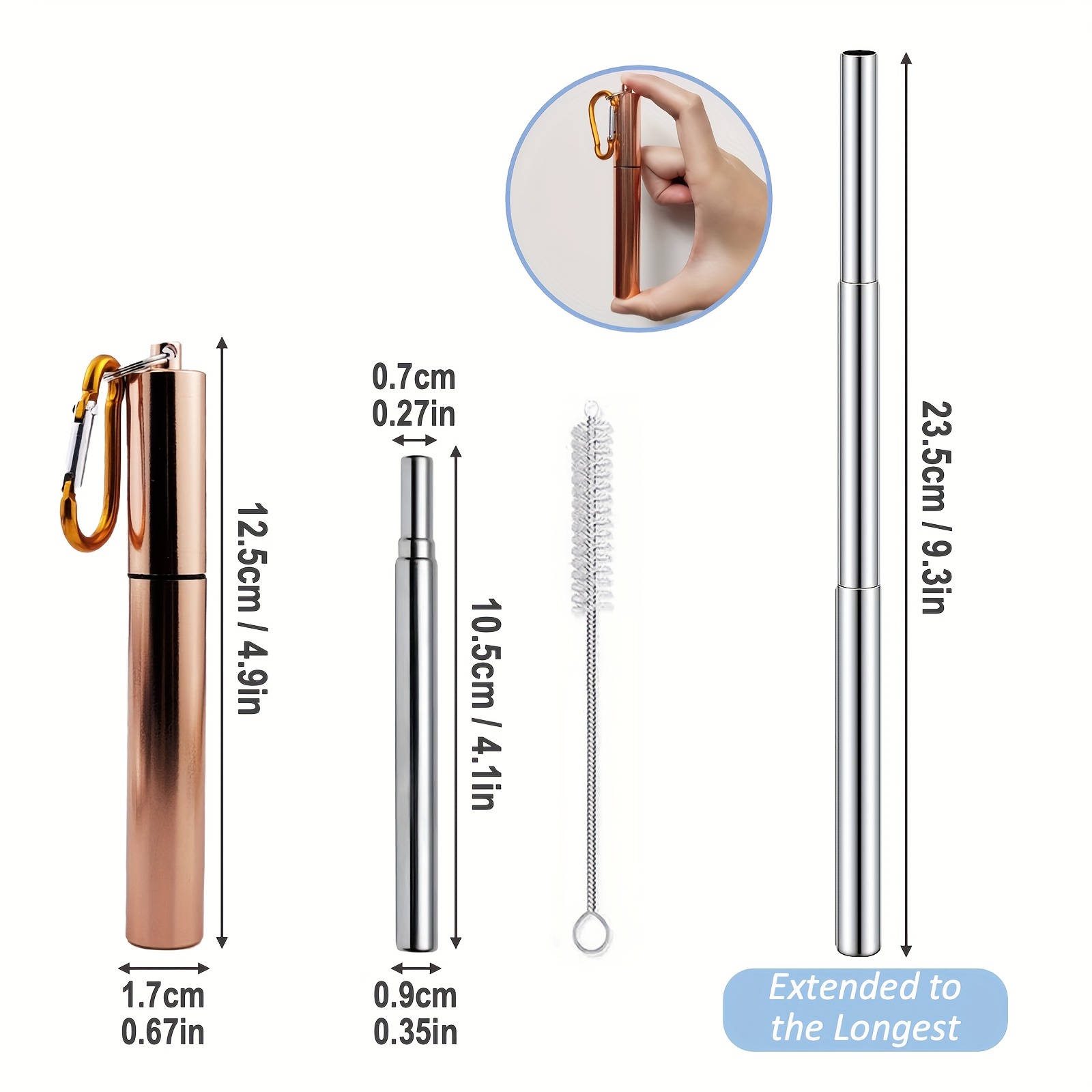 10.5 Inch 304 Stainless Steel Straws Metal Straws Eco-friendly