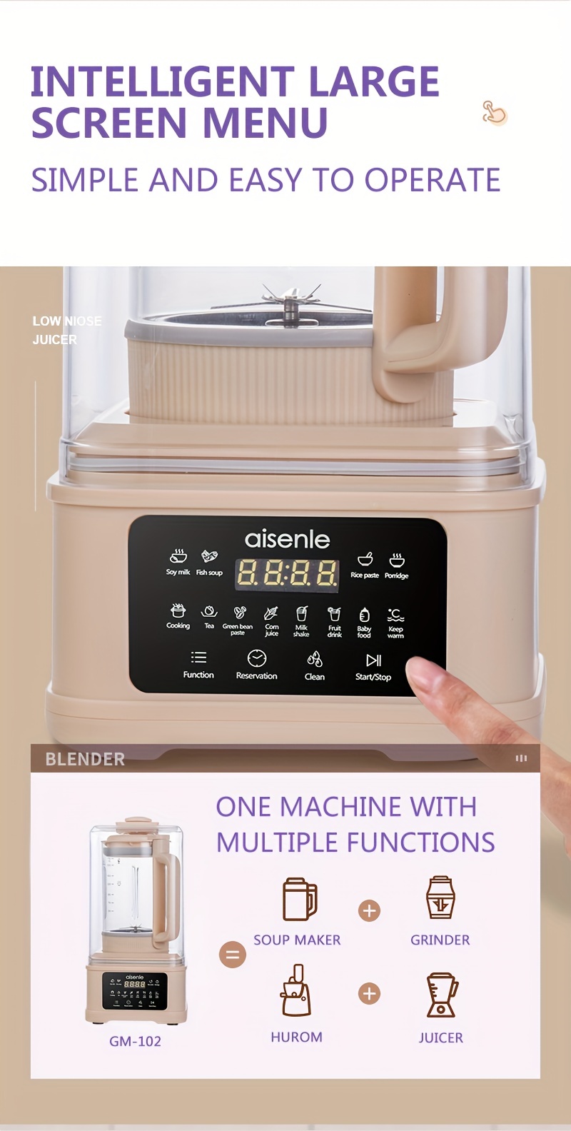 Large Capacity Blender - Juice Maker, High Boron Glass, Household Heating,  Automatic Small Soybean Milk Machine, Multi-function Cooking Machine With  Soundproof Cover - Perfect For 1-8 People! - Temu