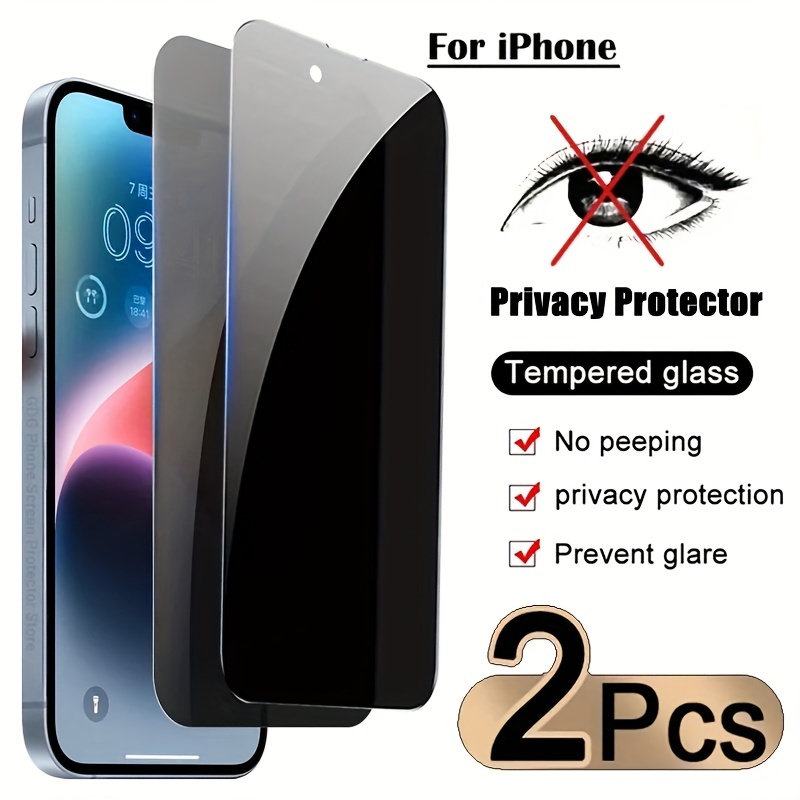 2 Uds. Protector Pantalla Teléfono Cobertura Completa Iphone - Temu
