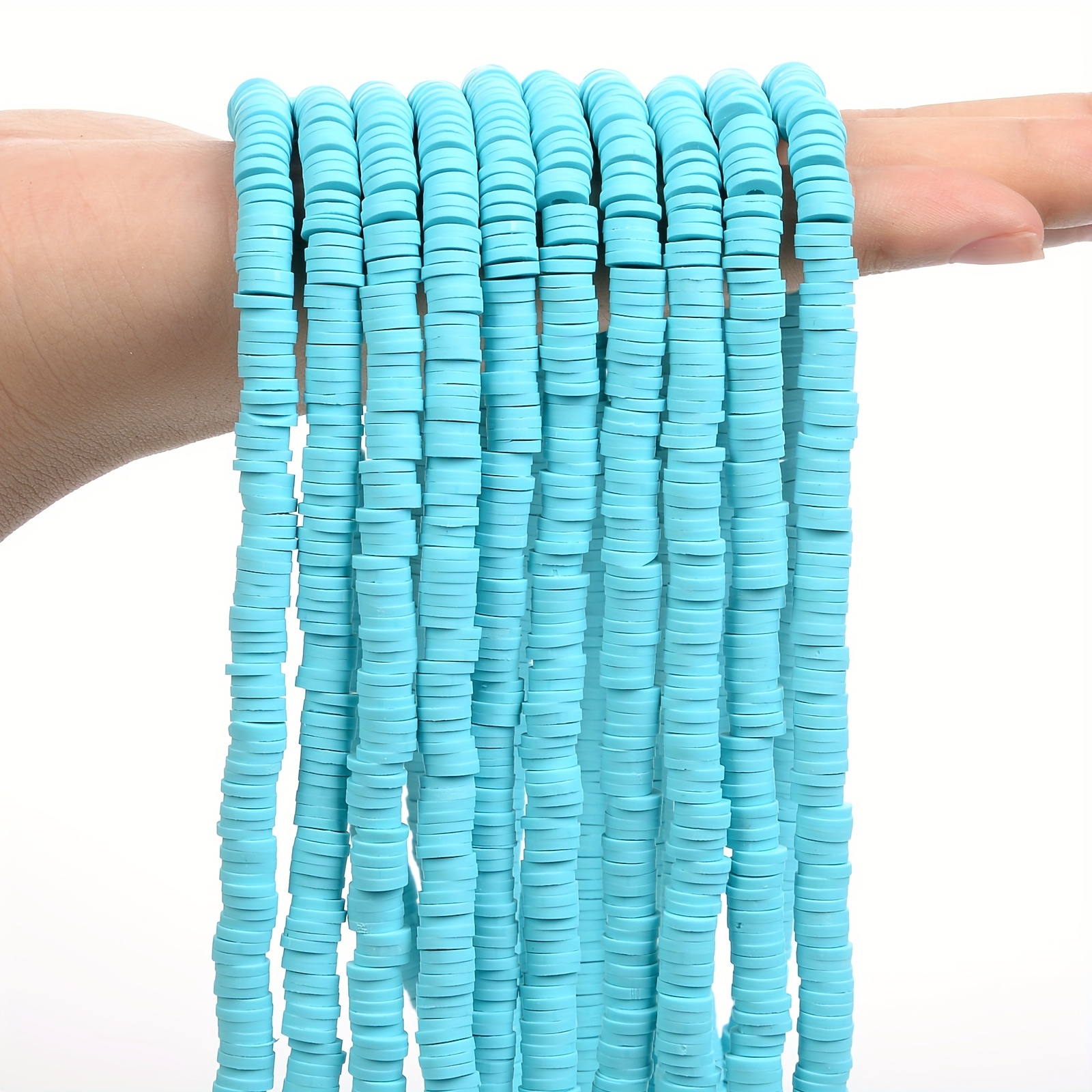 Polymer Clay Bead Strand - Blue - 4mm Discs