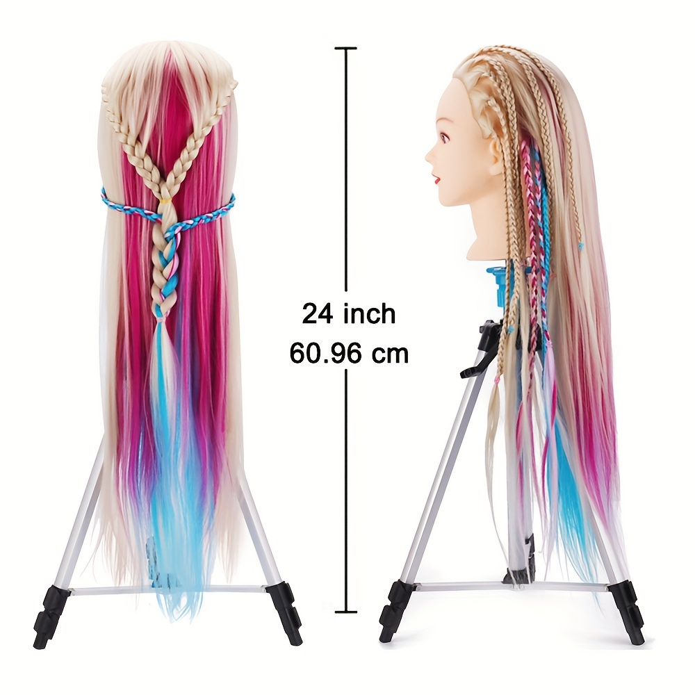 Mannequin Head, Hair Mannequin With Synthetic Hair Manikin Head Practice  Cosmetology Hair Doll Head Styling Hairdressing Training Braiding With Clamp