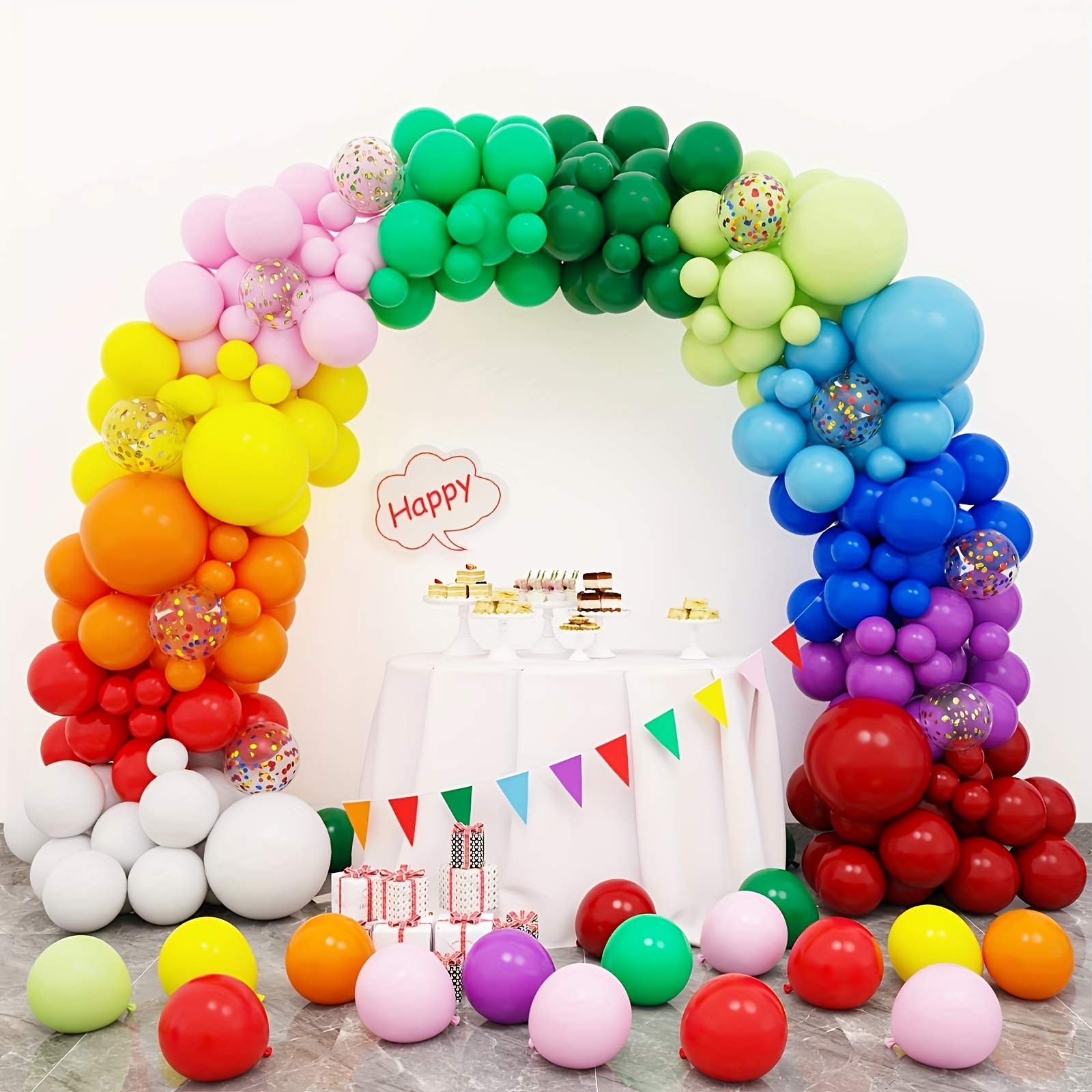 Rainbow Balloon Arch Kit, JOGAMS 126 Pack Colorful Balloon Garland, 5/12/18  Inch Assorted Color Balloons Set for Birthday Party Wedding Anniversary