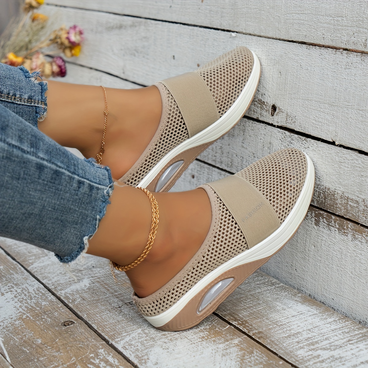 Women's Air Cushion Mesh Sandals Platform Slippers Lightweight Walking Shoes
