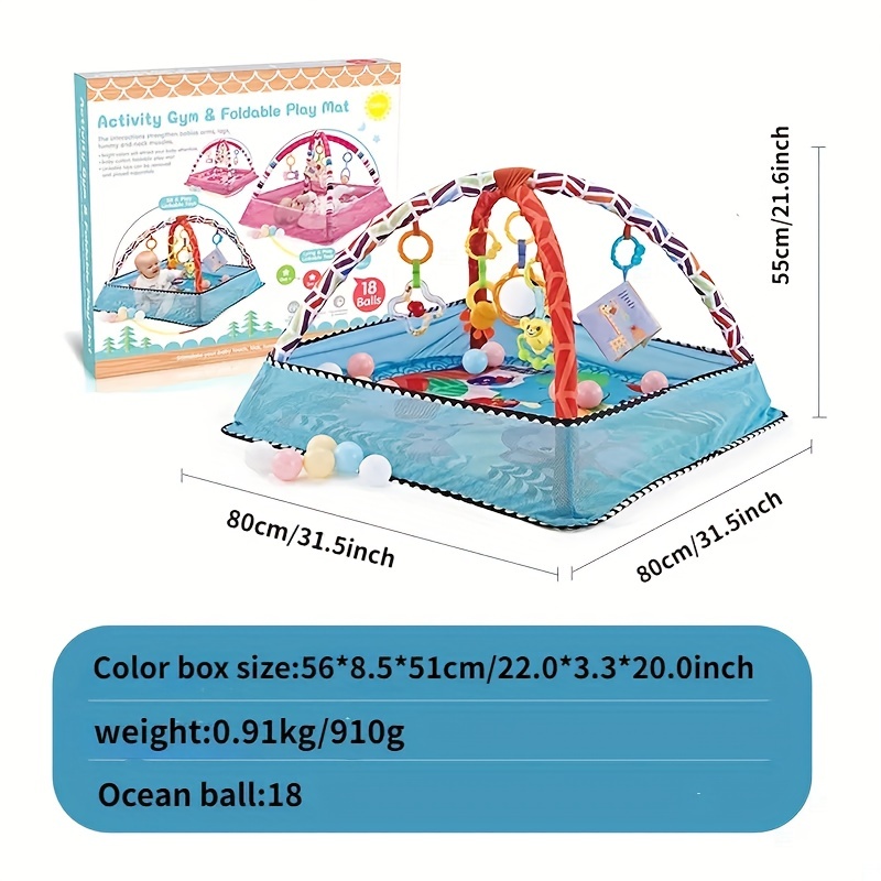 Tapis De Jeu Pour Bébé, Salle De Sport Avec Piscine À Balles, Jouets  Sensoriels Et Livre