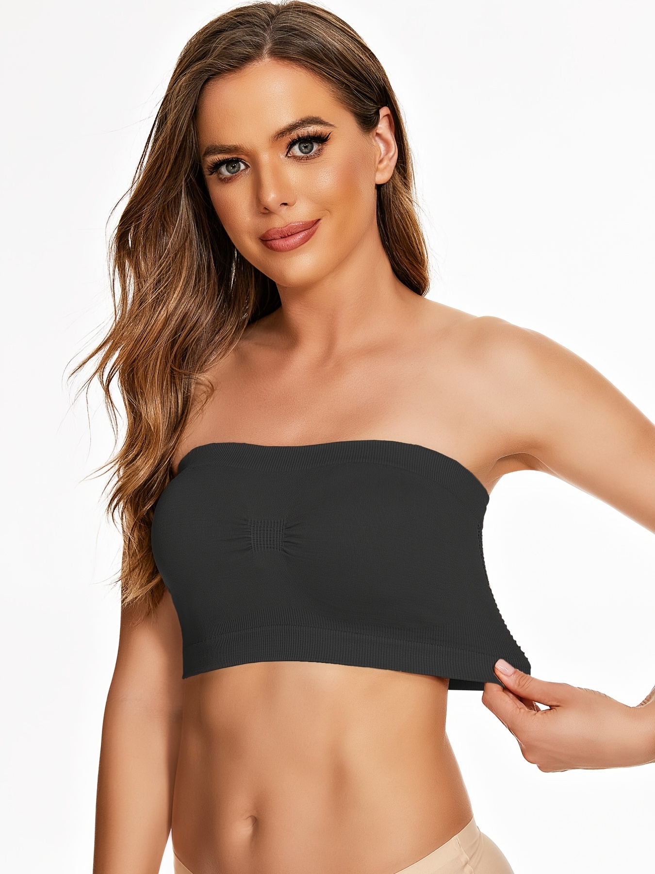 Tube Top Bra Seamless Bandeau Strapless Bralette Stretch Layering Solid  Crop Top 