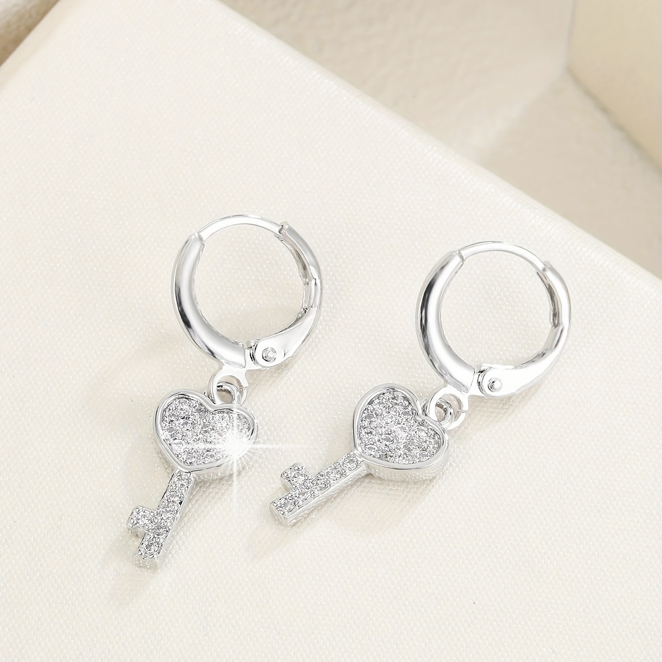 Hoop Earrings Key Lock Design Copper Earrings Korean Japanese