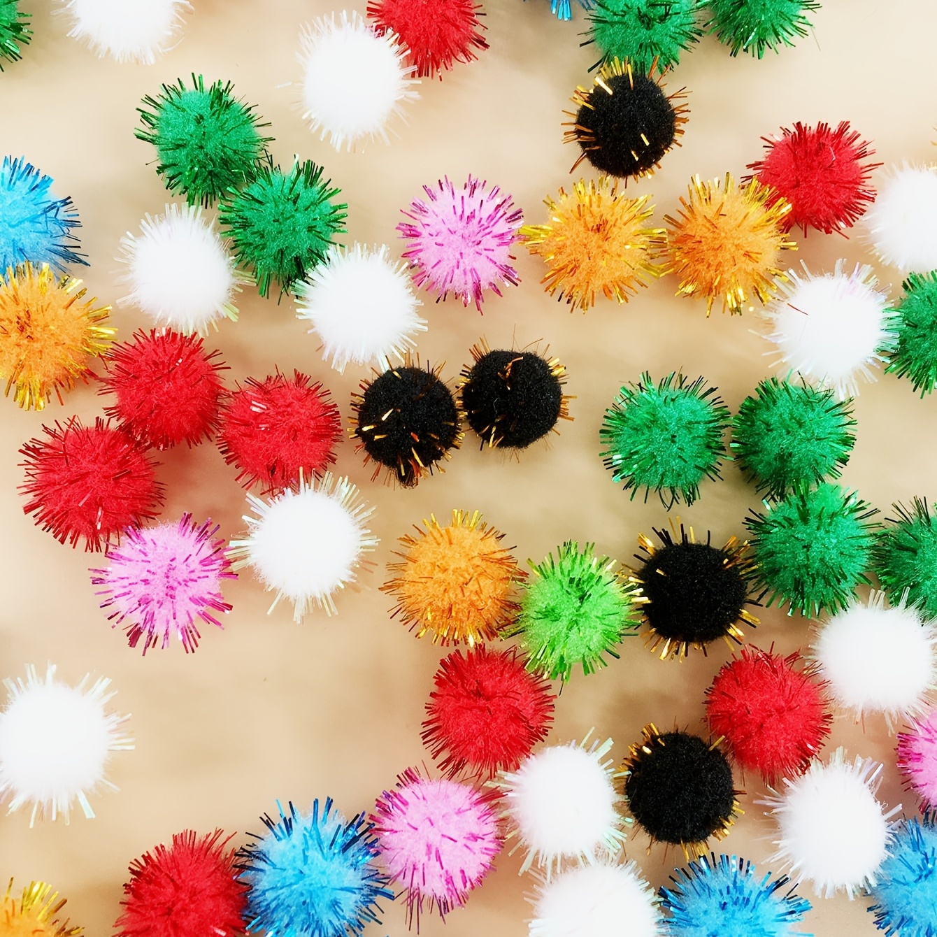 150pcs Glitter Poms Sparkle Balls For Craft,Multicolored Glitter Poms