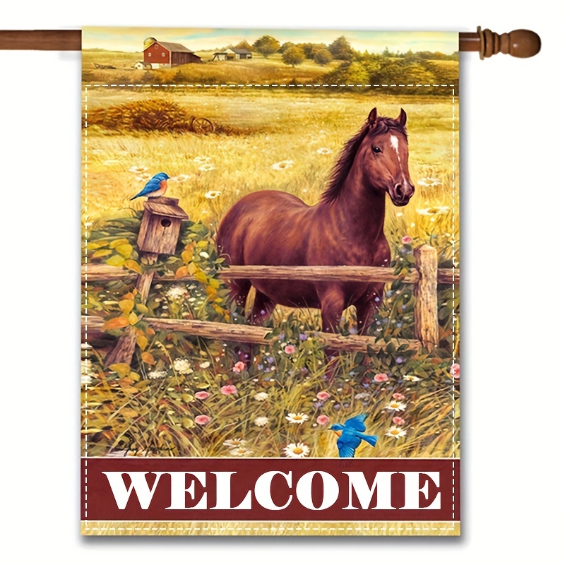 

1pc Watercolor Horse Brown Garden Flags Premium Animal Art Painting Yard Flag Holiday Party Flag Outdoor Farmhouse Decor Home Porch Flags 12 X 18inch