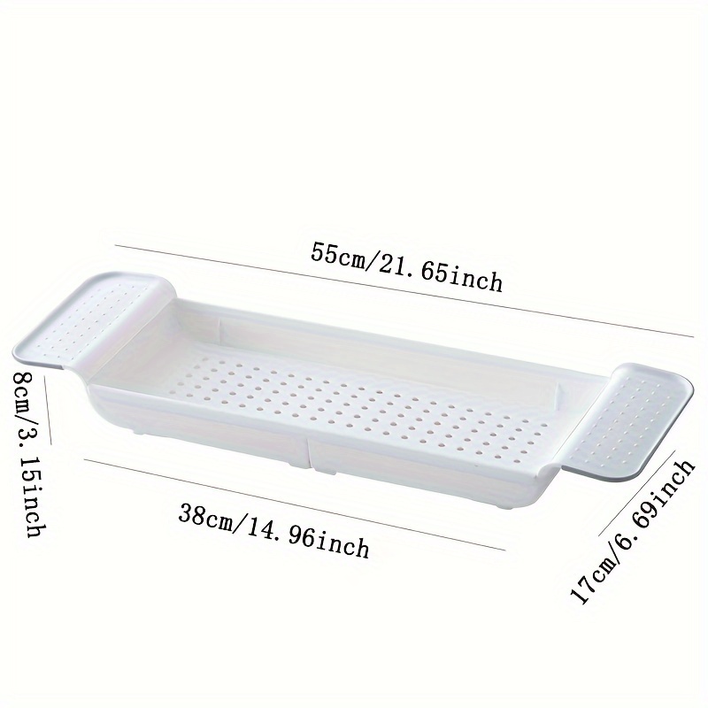 1pc Extendable Bathtub Caddy Tray, Plastic Bath Rack