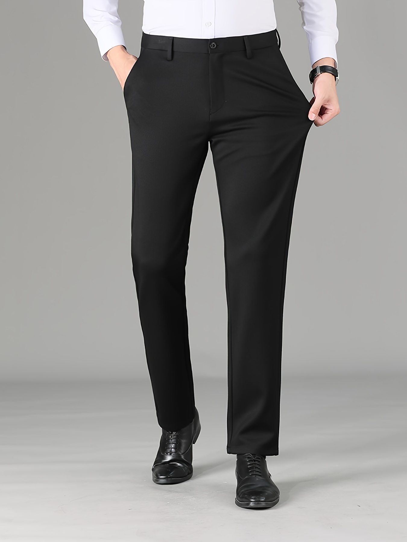 Men's Black Slight Stretch Suit Pants - Temu Canada
