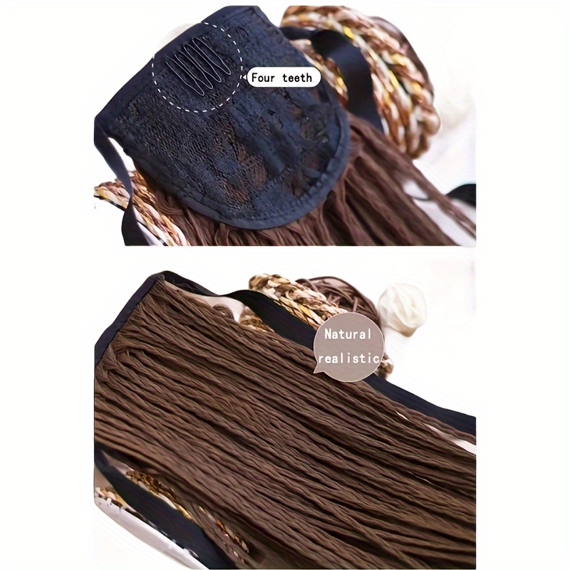 box braids ponytail with ribbon tie wrapped around ponytail extensions synthetic hair extensions elegant for daily   accessories halloween christmas details 5
