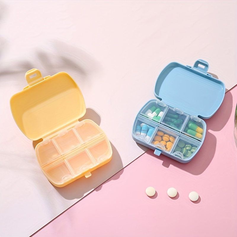 1pc Portable 6 Grids Medicine Box, Mini Pill Organizer, Plastic