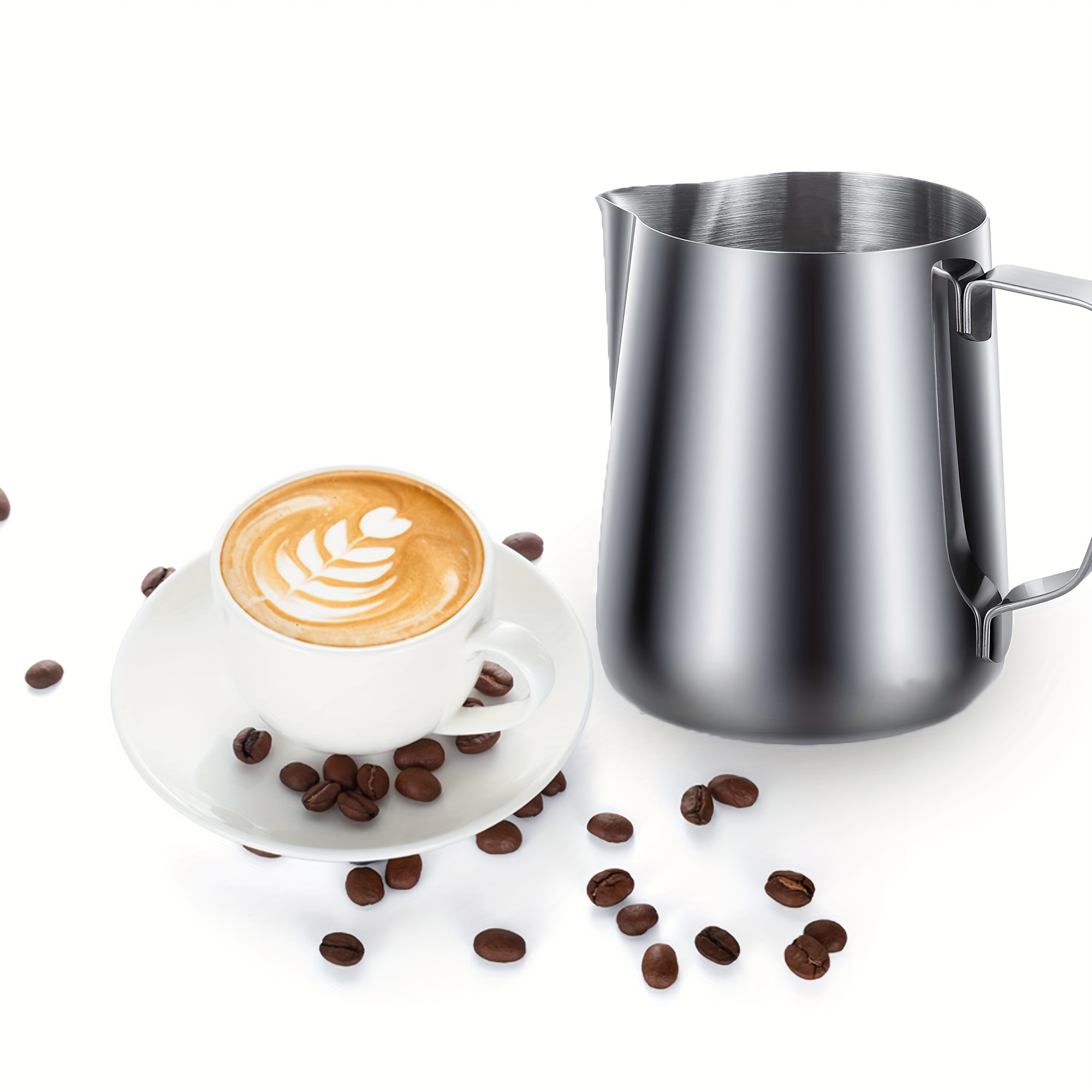 Milk Frothing Pitcher, 20oz/600ml Milk Frother Cup Stainless Steel Jug  Steaming Pitcher, Milk Coffee Cappuccino Latte Art Barista Steam Pitchers  Milk